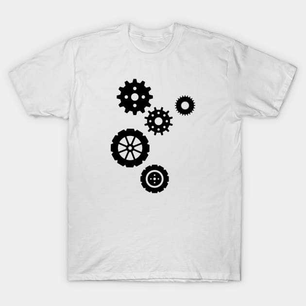 Black graphic gears T-Shirt by AliJun